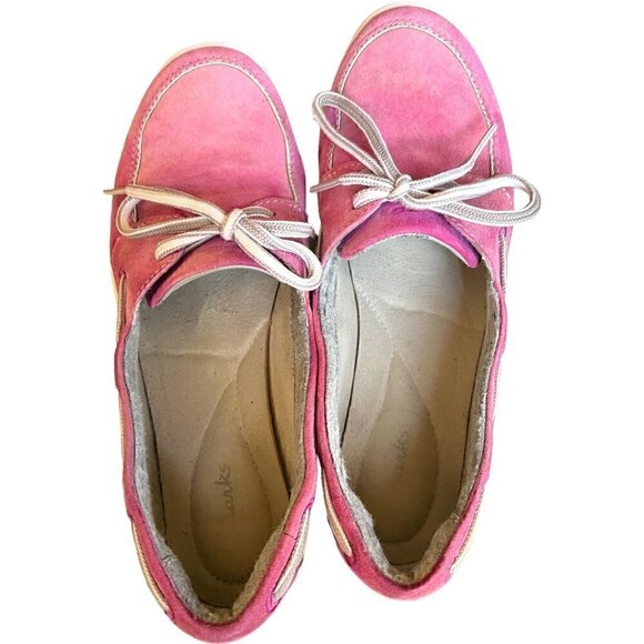 CLARKS Women's Lace Up Pink Arbor Topaz Boat Deck Comfort Shoes Size 7 - Picture 2 of 12